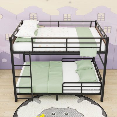 Metal Loft Bunk Bed With Slats And Ladder