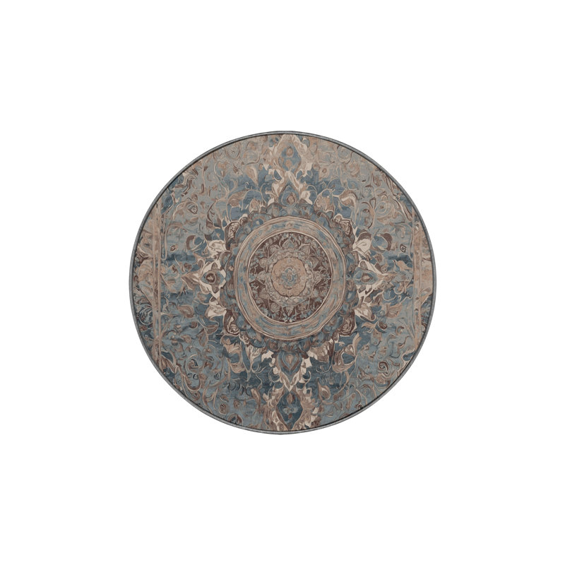 Machine Washable Gray Area Rug, Round 6'
