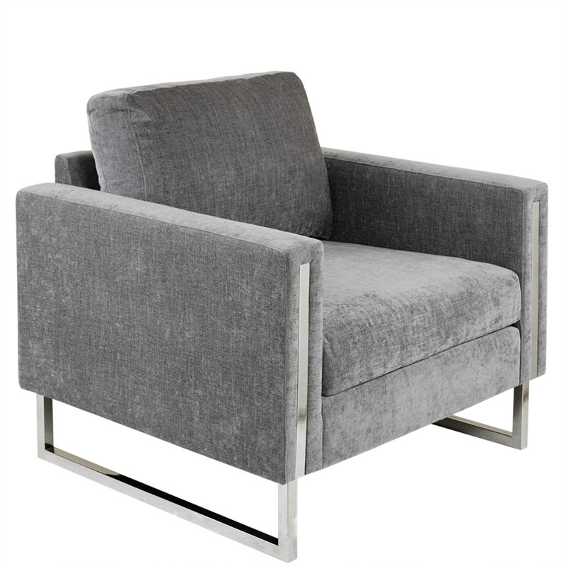 Luxueuse chaise d'appoint moderne en polyester gris pour l'élégance du salon