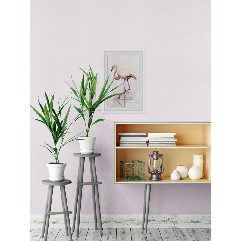 «Flamingo Splash», reproduction sur toile, H 12 po x l 8 po x P 1,5 po, Cadre flottant blanc