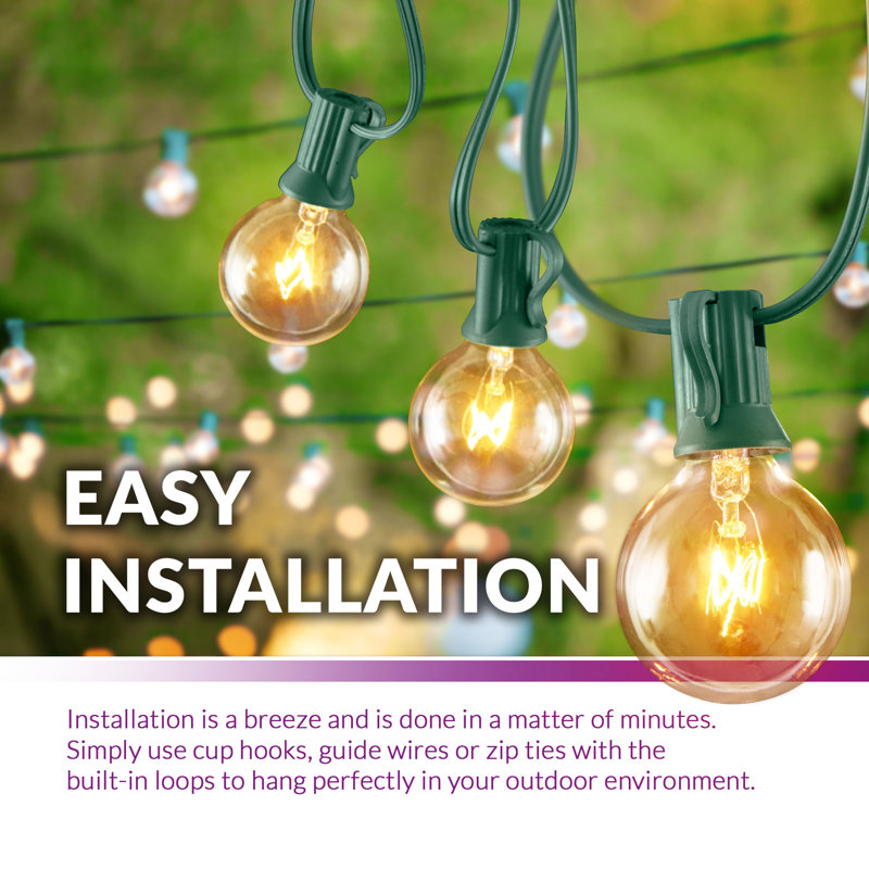 Burroughs 25' Outdoor Plug-in 25 - Bulb Globe String Light, Green
