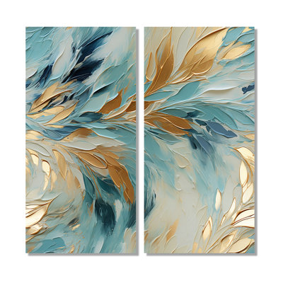 Or surdimensionné doré et bleu - Art mural surdimensionné en marbre