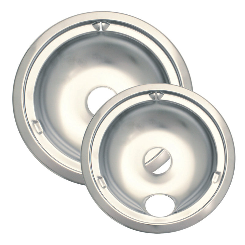 2 Piece Cooktop Style C Plug-in Electric Range Drip Pan Set, Chrome