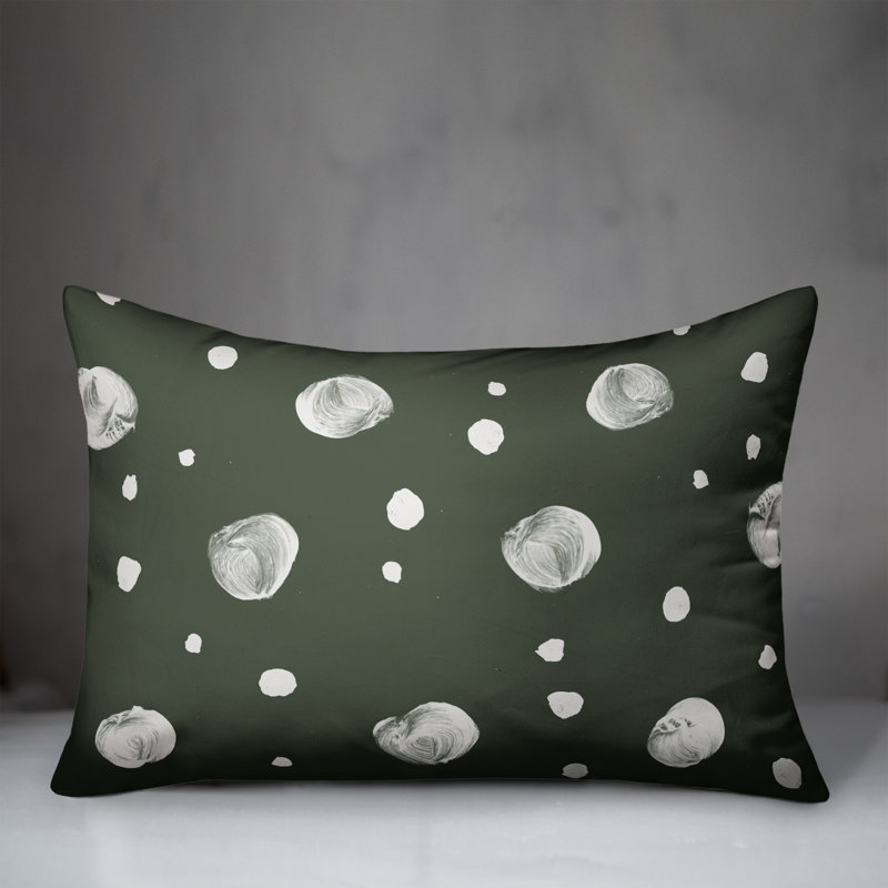Coussin décoratif intérieur / extérieur en polyester à pois , H 14 po x l 20 po, Sauge