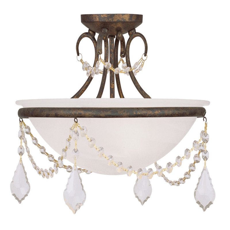 Keeter Glass Semi Flush Mount, Bronze, 10" H x 16" W x 16" D