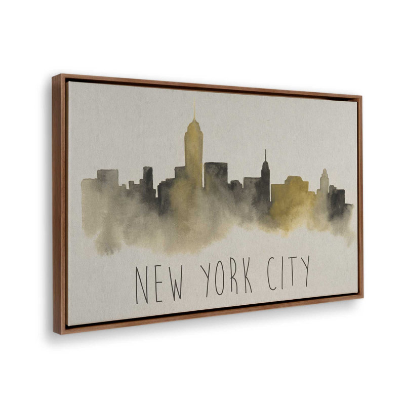 New York City Haze, H 20,75 po x l 30,75 po, Cadre flottant, Noyer