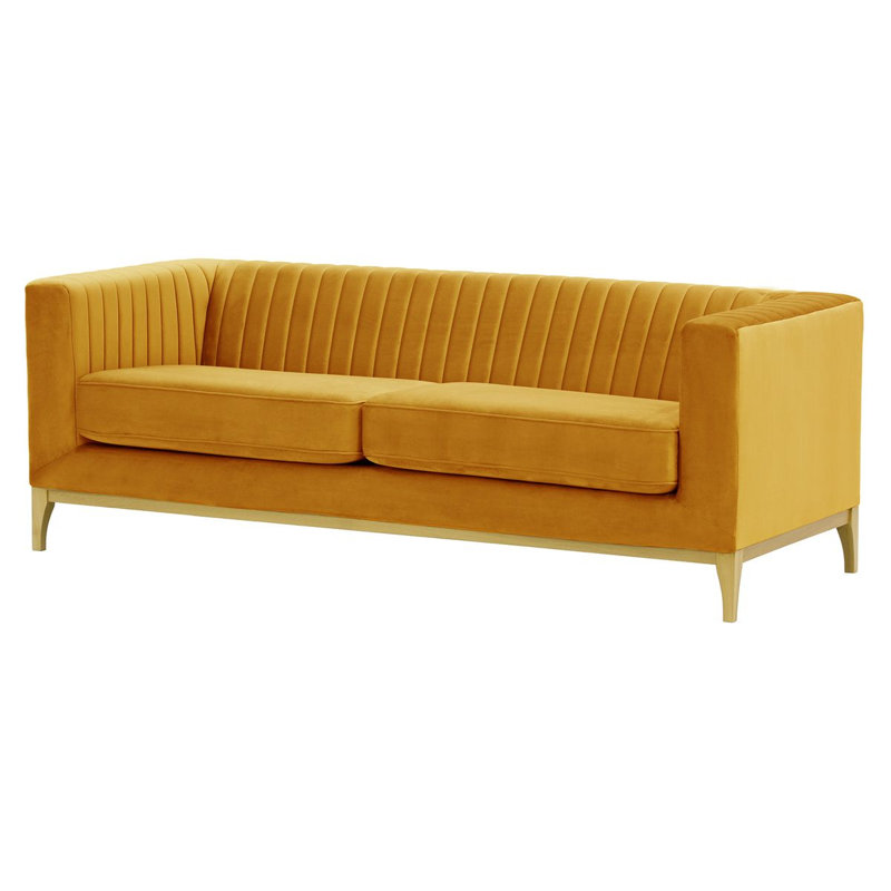 Bomia 3 Seater Sofa, Yellow Velvet, Gold, 72cm x 201cm W x 83cm D