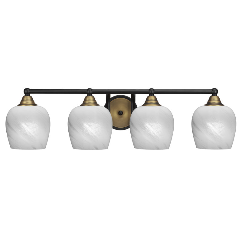 Michell 4-Light Bath Bar, Matte Black/Brushed Gold