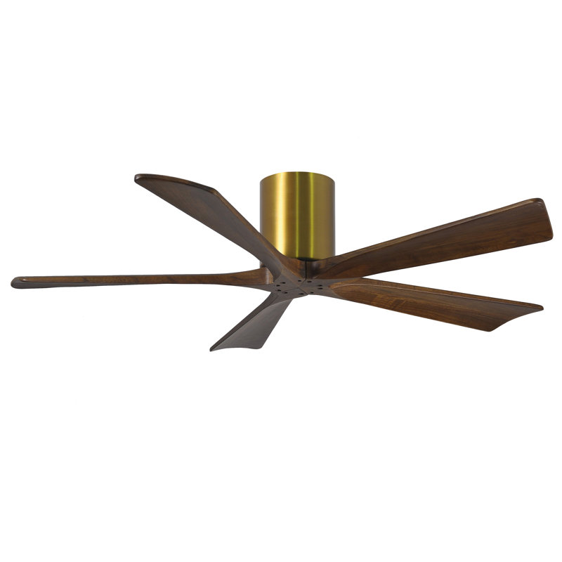 Ventilateur à pales encastré 5 pales Irene, Laiton brossé, 52", Ton noyer