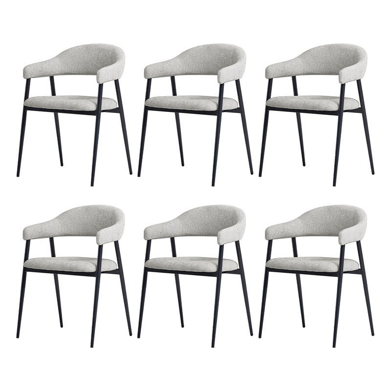 Remedios Modern Dinning Chair With Metal Legs, Gray, 6