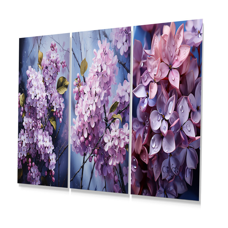 Berceuse Essential Lilacs - lot de 3 impressions de lilas, H 32 po x l 48 po