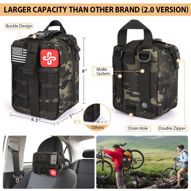 250-Piece Survival Gear First Aid Kit with Molle System Bag