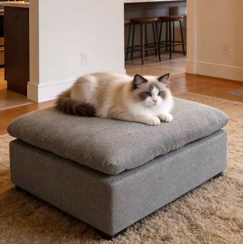 Repose-pieds pleine compression Coffee Bean Like Upholstery, Gris clair