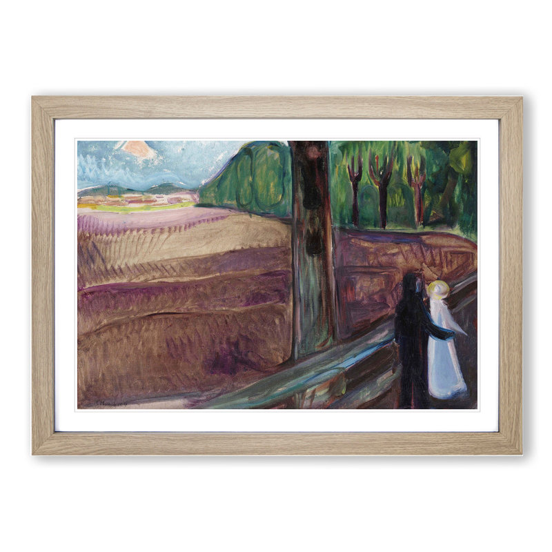 Summer Night by Edvard Munch - Picture Frame Painting, Oak Framed, 27cm H x 36cm W x 2cm D