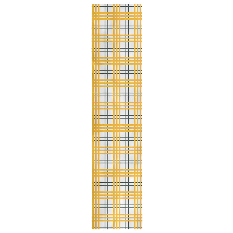 Paid Polyester Table Runner, 90" L x 16" W, White/Dark Green/Gold