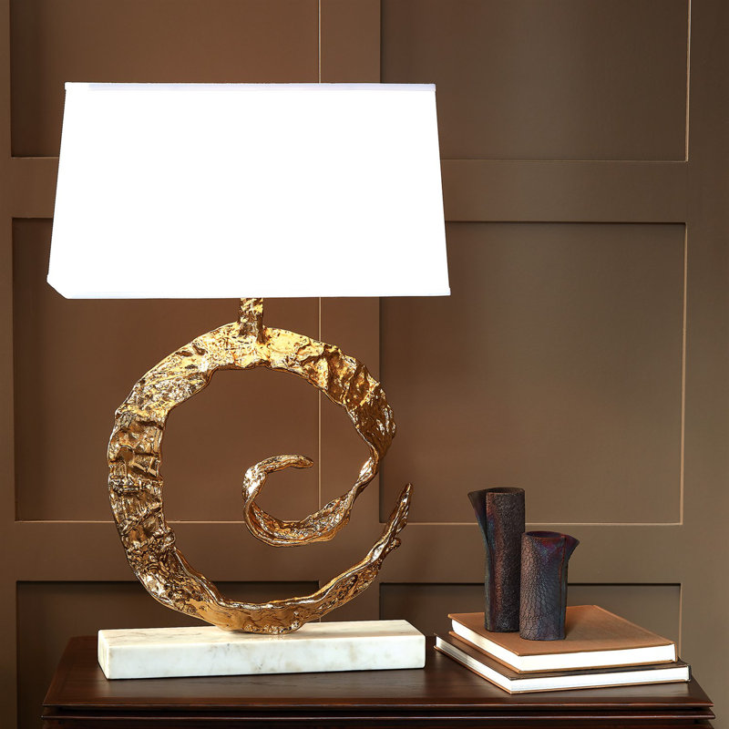 Swirl Lamp, Brass/White