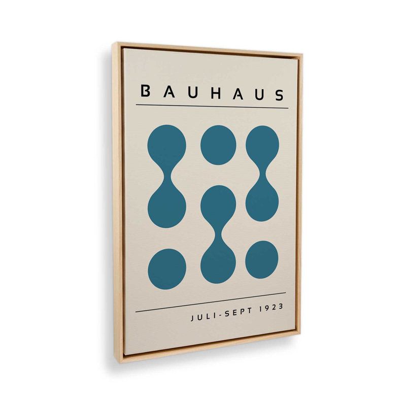 Toile roulée courbée Bauhaus Flow Blue, Cadre américain en érable flottant, H 48,75 po x l 32,75 po x P 1,75 po