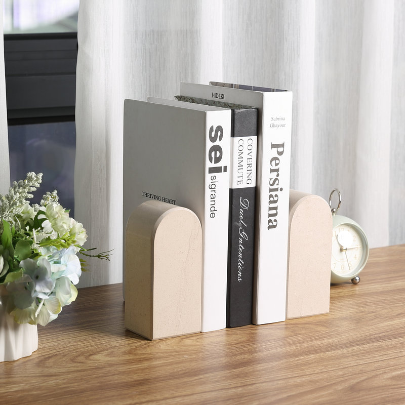 Serre-livres en marbre (ensemble de 2), H 2,3 po x l 2,54 po x P 5,66 po, Beige