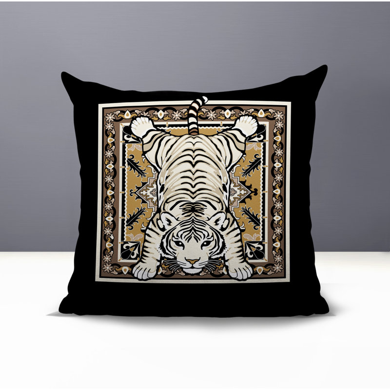 Oreiller carré réversible intérieur / extérieur Gibo Tiger, Carré 15 po, Beige