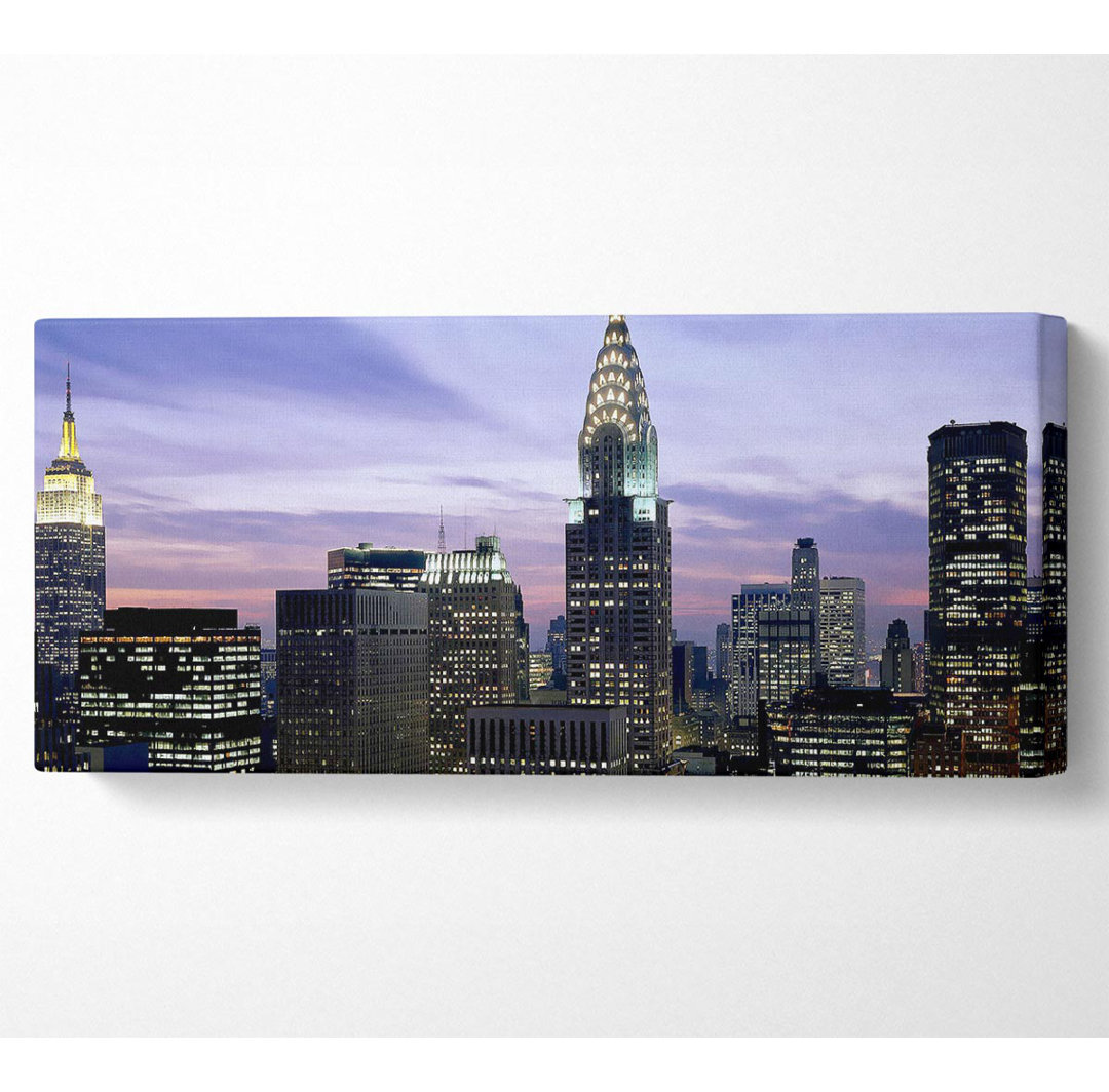 NYC Empire State Building Lilac Sky - Kunstdrucke auf Leinwand