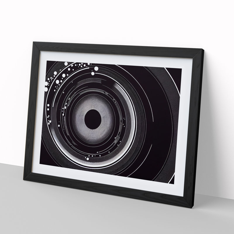 Fabulous Vinyl Record Abstract - Single Picture Frame Painting, Black, 46cm H x 64cm W x 2cm D