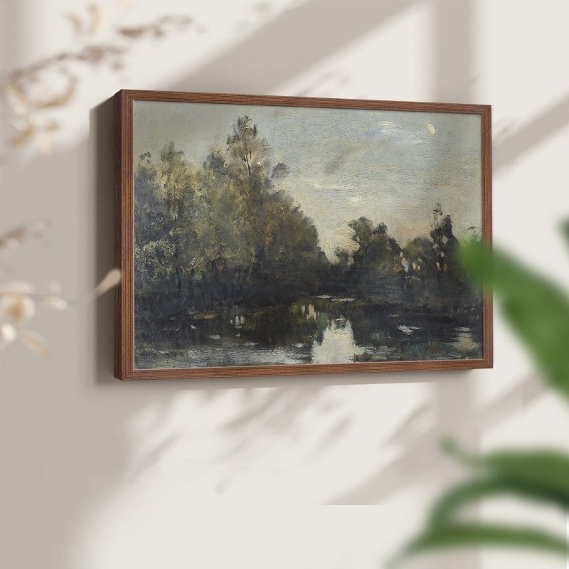 Paysages rétro-Cccxlviii - reproduction encadrée - réversible, H 16 po x l 20 po, Noyer