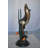 Valleystone Two dolphins with fish, table top bronze statue. -  Size: 8"L x 8"W x 22"H.