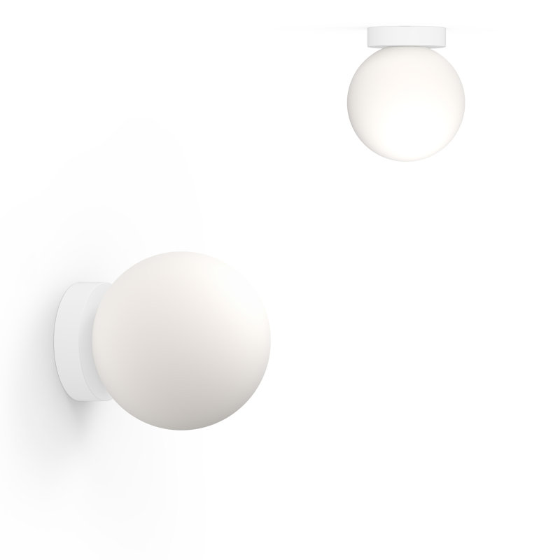 Bola Sphere Globe Flush Mounted Sconce, White, 11.6' H x 10" W x 10" D