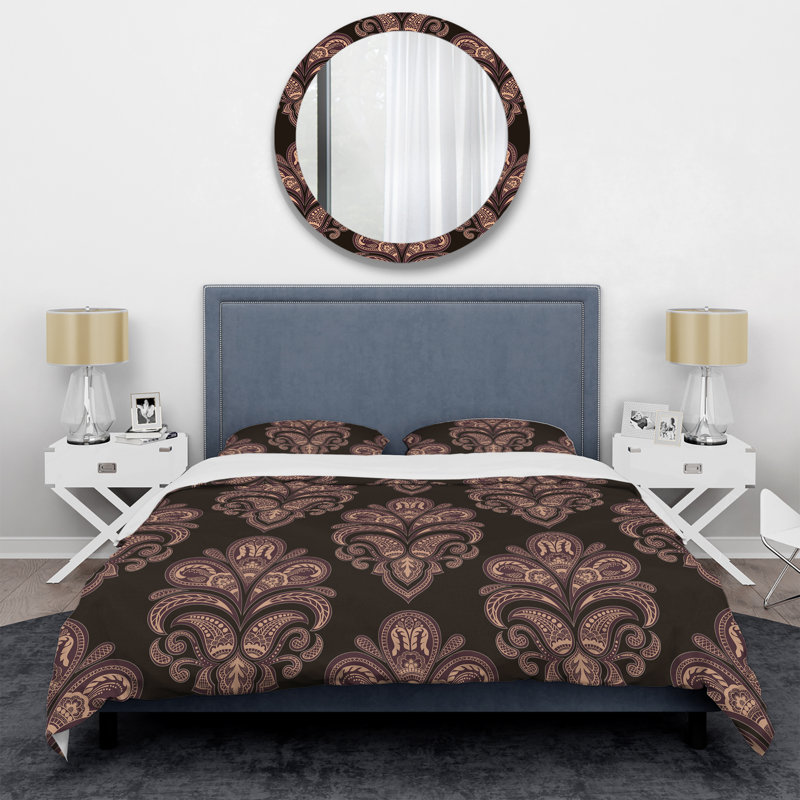 Ensemble de housse de couette en microfibre brun / blanc 2 pièces, Housse de couette simple + 1 taie décorative stan