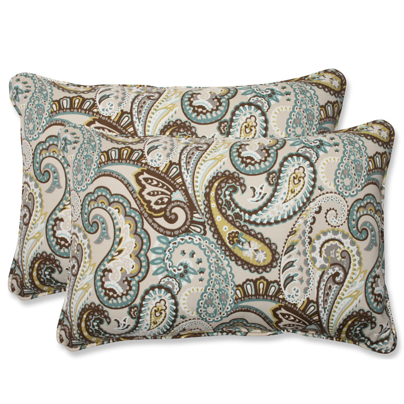 Tamara Paisley Outdoor Reversible Throw Pillow, 16.5" x 24.5"