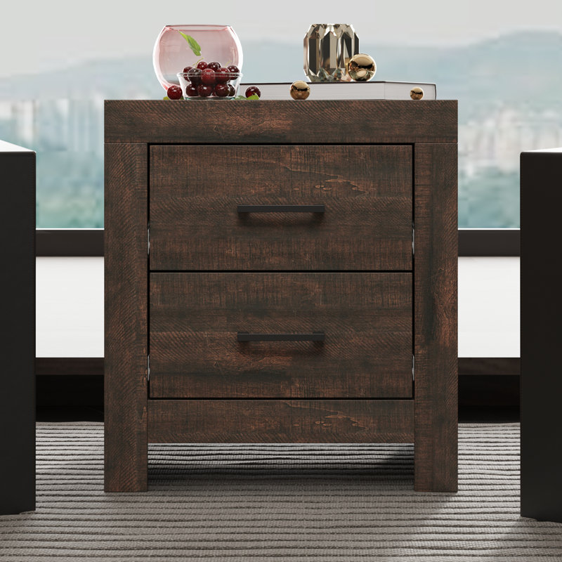 19.7'' H 2-Drawer End Table, Brown