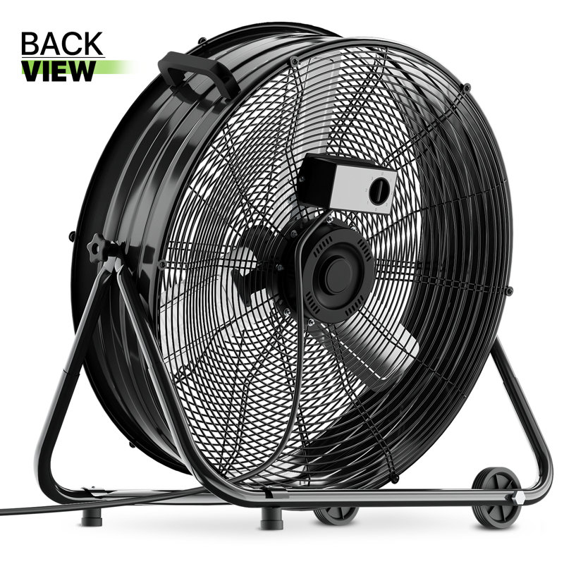 Ventilateur de plancher à haute vitesse avec roulettes, Noir