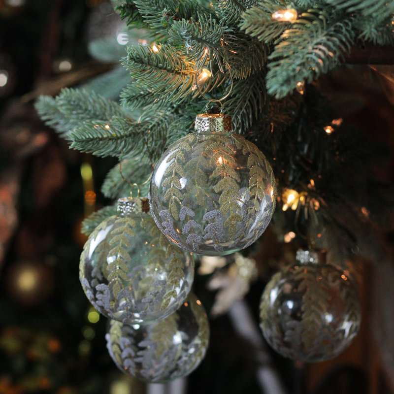 Ornement boule de Noël transparent et feuille d'or