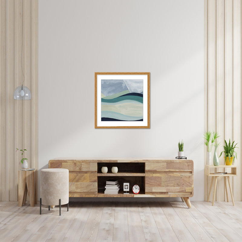 Coastal Retreat Serene Waters: Abstract Seaside, 24" H x 24" W