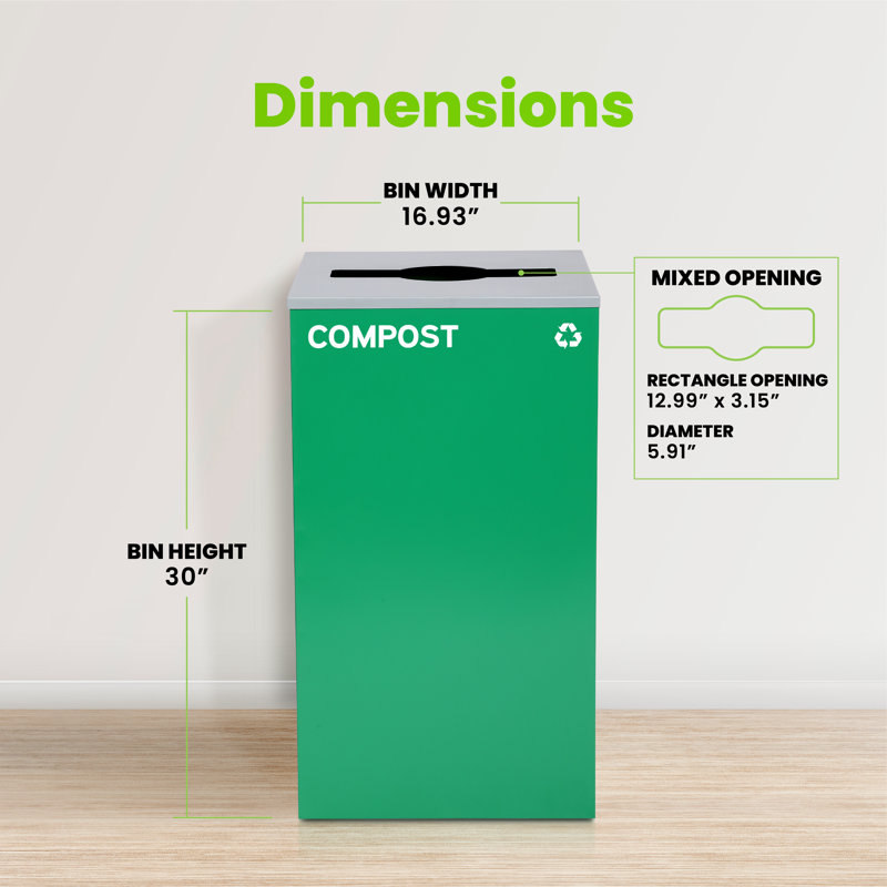 Bac à compost en acier 29 gallons avec couvercle à ouverture mixte Alpine Industries