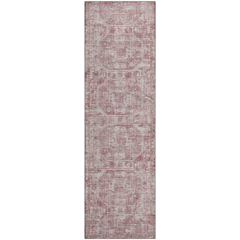 Premium Machine Washable Kelsa AMF41 Pink Rug, Runner 2'3" x 7'6"