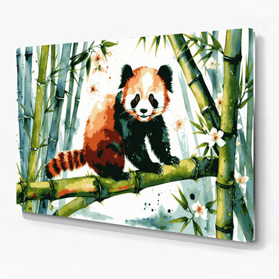 Wildlife Red Panda White Metal Wall Art