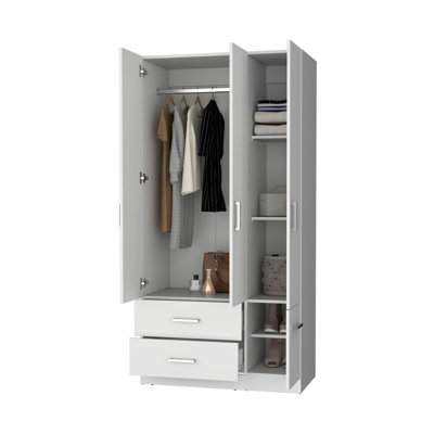 White 4-Door 2-Drawer Armoire
