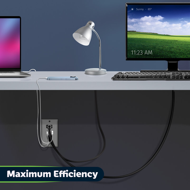 Prise USB de 15 ampères avec protection d'alimentation TopGreener, gris