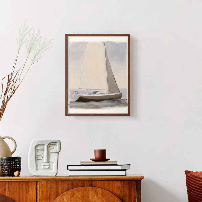 NAUTICAL Series CLxxIV - reproduction encadrée de qualité supérieure - prête à être accrochée - aucun clou requis, Noyer