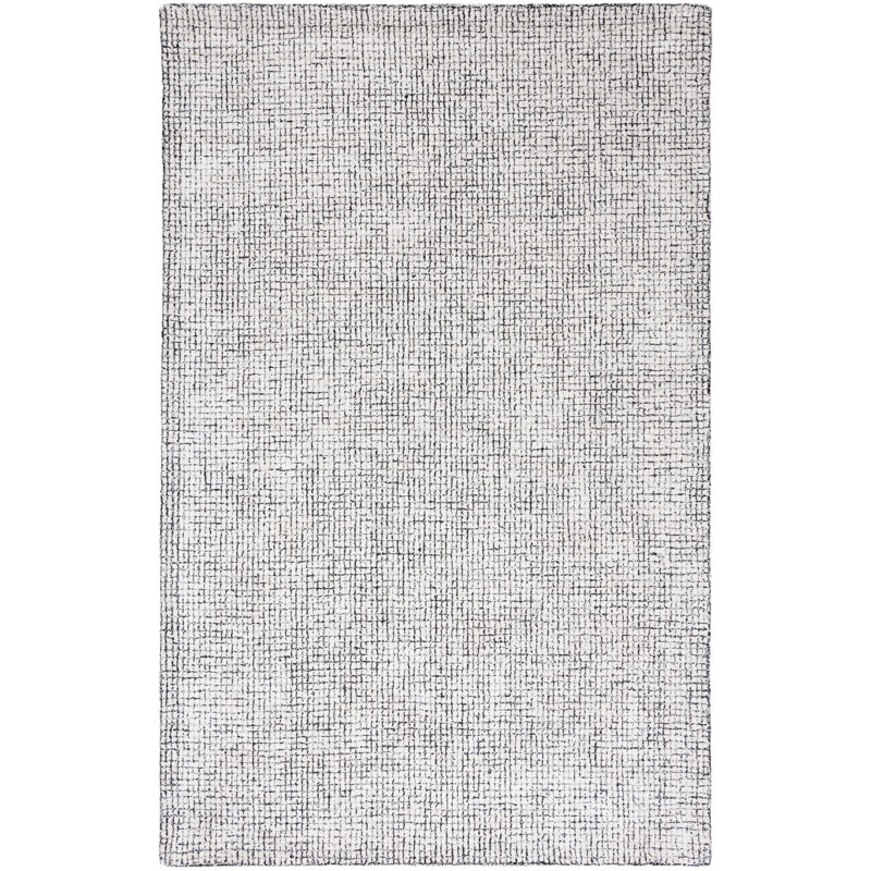 Tapis ivoire / noir touffeté à la main Rowe, Rectangle 3 pi x 5 pi