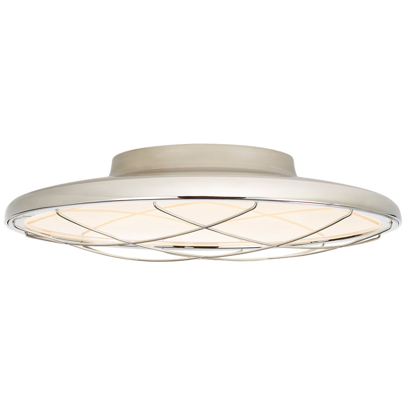 Peter Bristol Dot Caged Flush Mount, Polished Nickel, 4.5" H x 16.5" W x 16.5" D