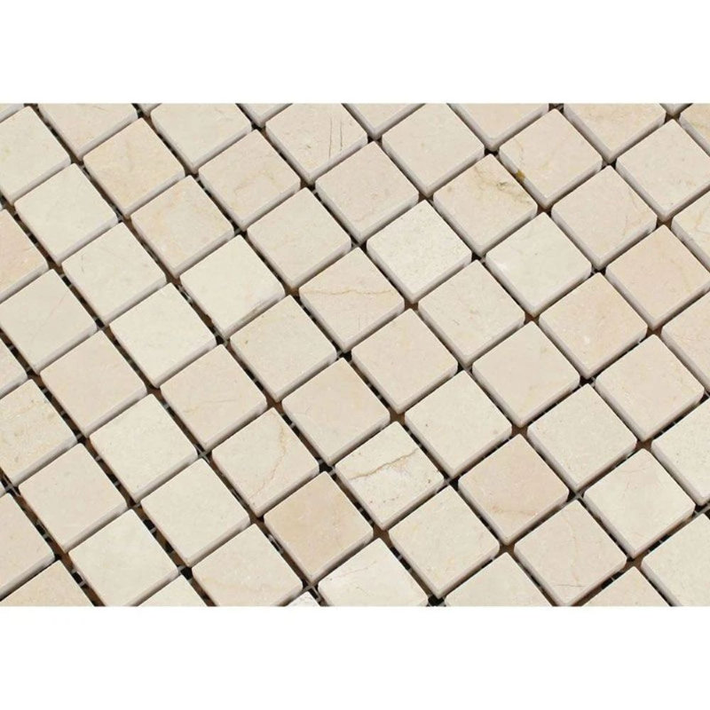 Carreau de mosaïque en marbre 1 po x 1 po pour mur et plancher, Crème Marfil verni