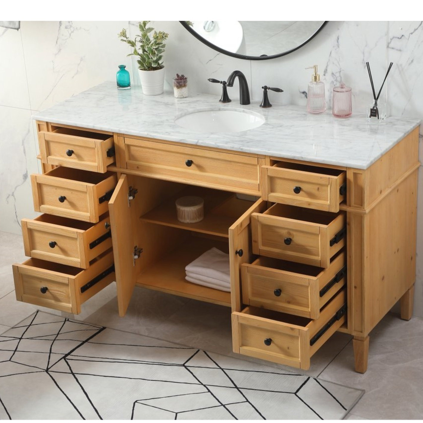 Rivers 60'' Single Bathroom Vanity, Natural Wood
