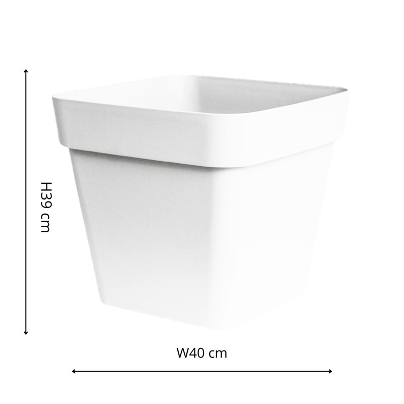Cleo Square Planter with Wheels, White