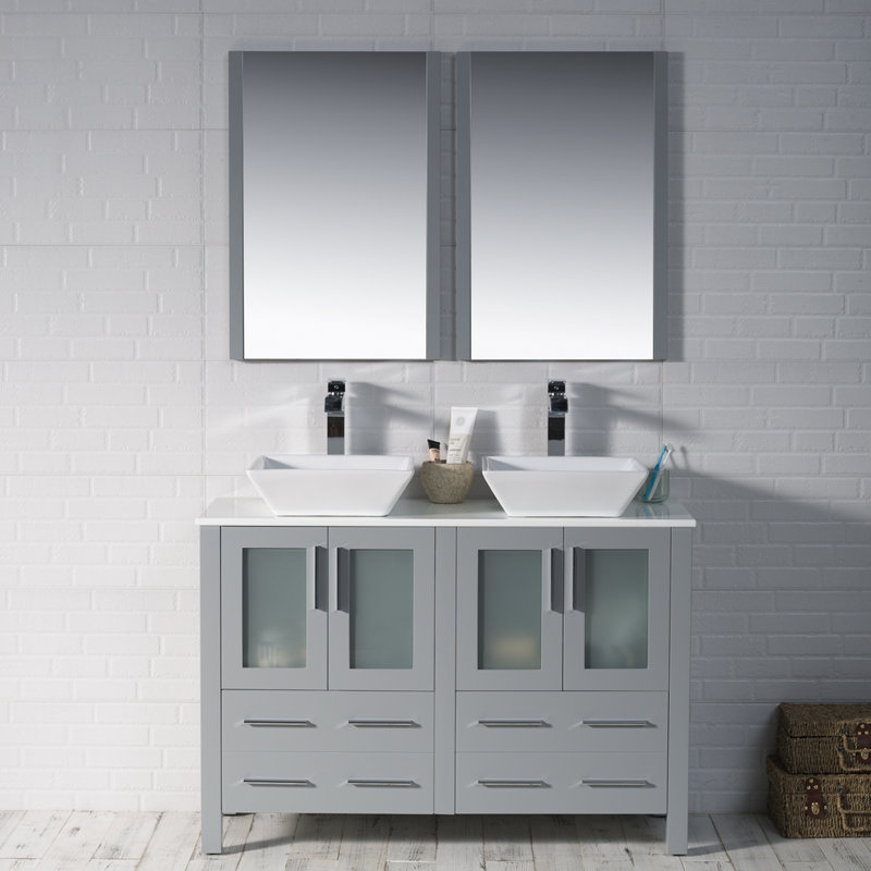 Mance 48 Inch Double Bathroom Vanity, Metal Gray