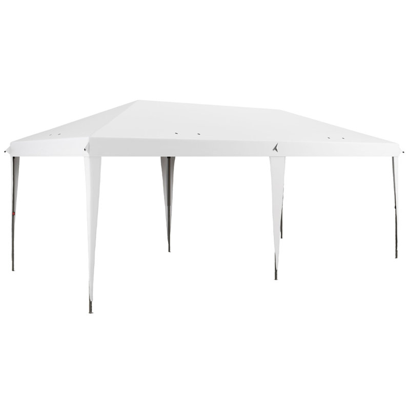 Tente à auvent escamotable 10 pi x 19,2 pi Outsunny, Blanc