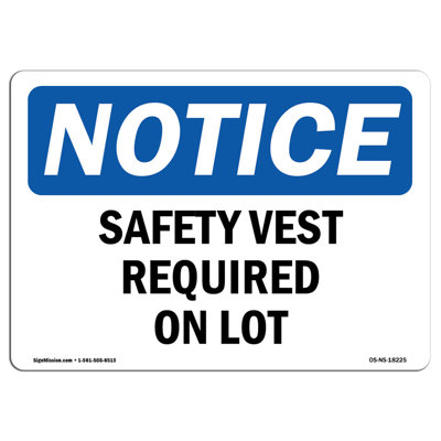 Gilet de sécurité requis sur l'enseigne de lot