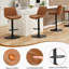 Ensemble de 2 tabourets de bar, tabourets de bar pivotants réglables, tabourets de hauteur de bar avec support pour le dos, chaises de bar à hauteur de comptoir en similicuir pour îlot de cuisine rustique, brun