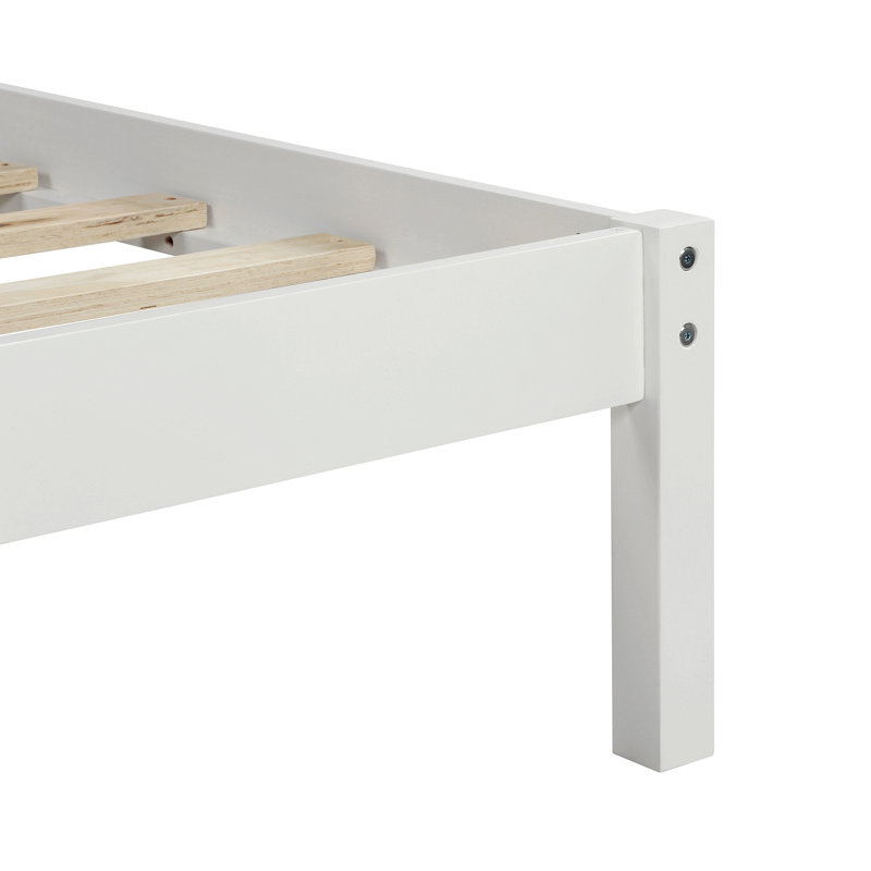 Chares Wood Platform Bed With Headboard, Full, White